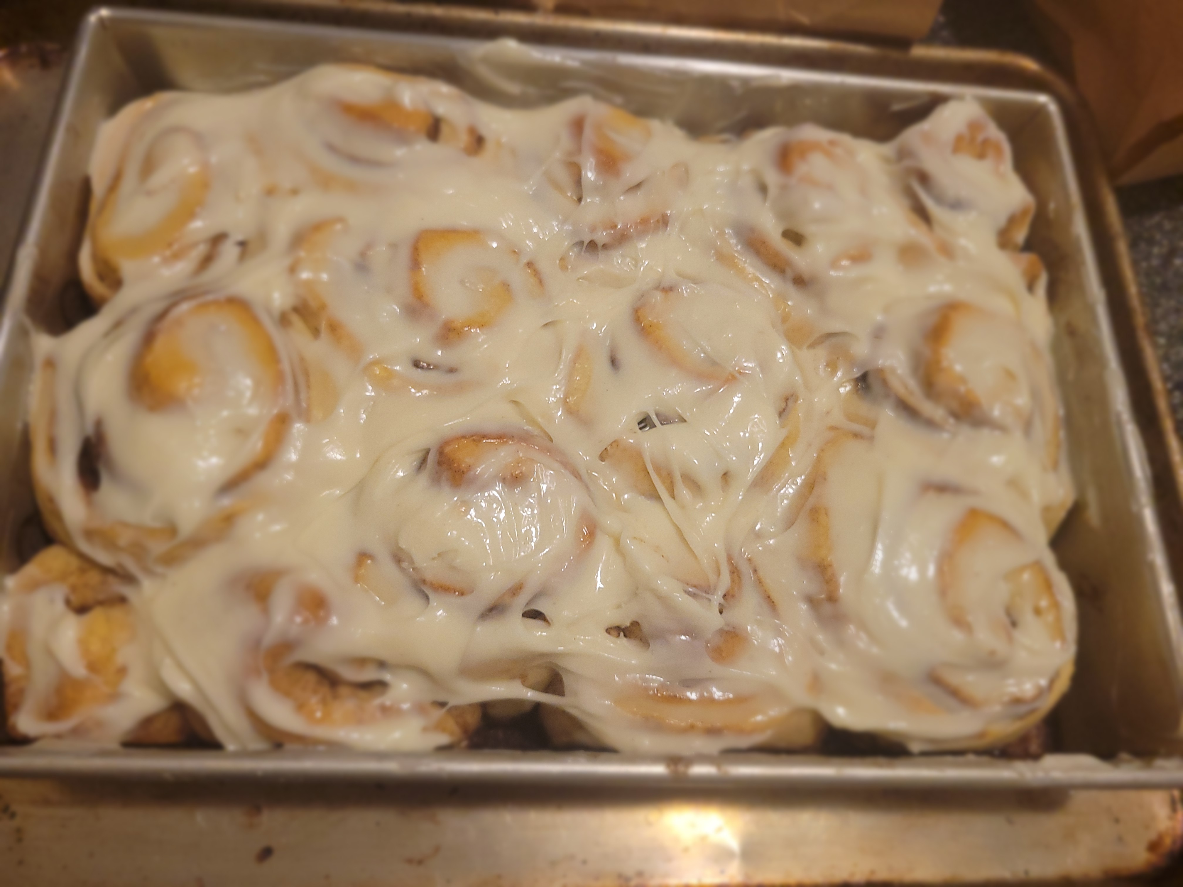 Giant Sourdough Cinnamon Rolls with a sweet & tangy glaze
